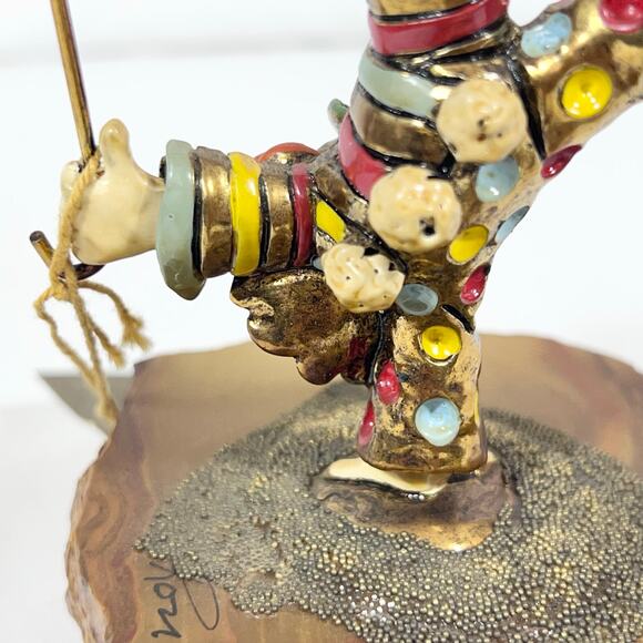 Ron Lee Acrobat Handstand Clown Umbrella Gold Onyx Hand Painted Signed 1982 - Picture 14 of 16